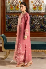 Zellbury Chikankari Embroidered Cambric 3 Piece in Pink Color WUC25E34010