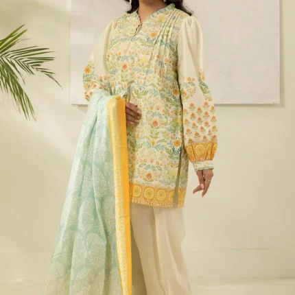 Zellbury Printed Lawn 3 Piece Off White with High Defination Color WUS26X30417