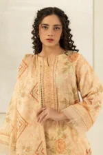 Zellbury Printed Lawn 3 Piece Beige Color WUS26X30418