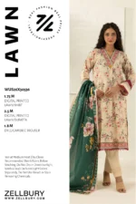 Zellbury Printed Lawn 3 Piece in Beige Color WUS26X30536