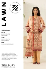 Zellbury Printed Lawn 3 Piece in Beige Color WUS26X30548