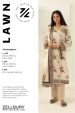 Zellbury Printed Lawn 3 Piece in Beige Color WUS26X30618