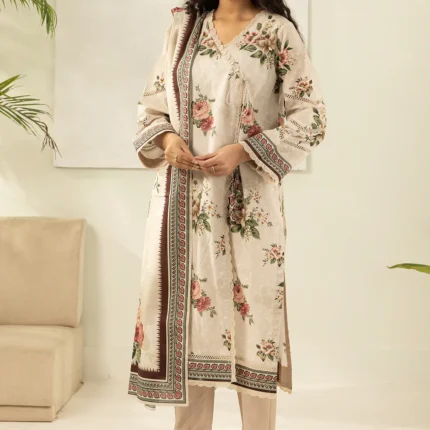 Zellbury Printed Lawn 3 Piece in Beige Color WUS26X30618