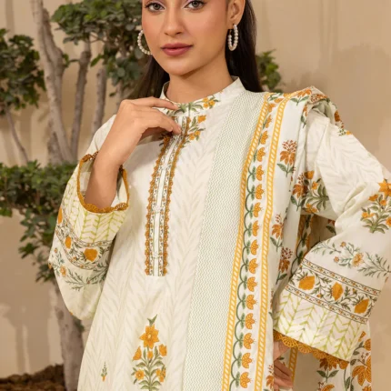 Zellbury Printed Khaddar 3 Piece Off White Color WUS26X30759