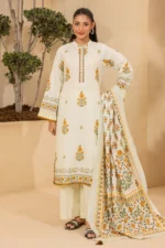Zellbury Printed Khaddar 3 Piece Off White Color WUS26X30759