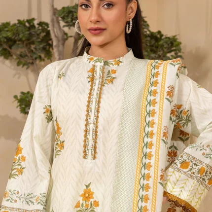 Zellbury Printed Khaddar 3 Piece Off White Color WUS26X30759