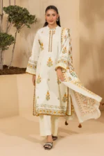 Zellbury Printed Khaddar 3 Piece Off White Color WUS26X30759