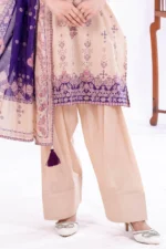 Gul Ahmed Printed Lawn 3 Piece in Beige and Purple CLP-52103