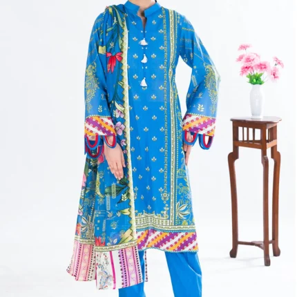 Gul Ahmed Printed Lawn 3 Piece in Blue Color CLP-52119