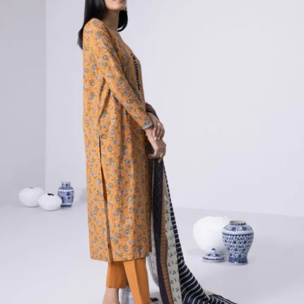 Sapphire Printed Lawn 3 Piece in Mustard Color U3CL22V815WS