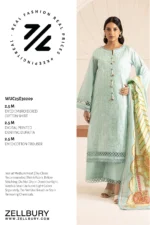 Zellbury Embroidered Cotton 3 Piece in Aqua Color WUC25E30209