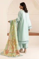 Zellbury Embroidered Cotton 3 Piece in Aqua Color WUC25E30209