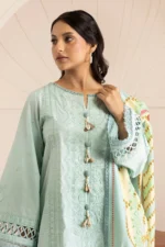 Zellbury Embroidered Cotton 3 Piece in Aqua Color WUC25E30209