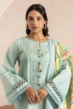 Zellbury Embroidered Cotton 3 Piece in Aqua Color WUC25E30209