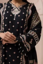 Zellbury Embroidered Cotton 3 Piece Black Color WUC25E30212