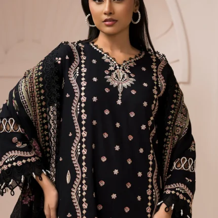 Zellbury Embroidered Cotton 3 Piece Black Color WUC25E30212