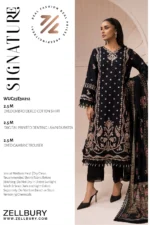 Zellbury Embroidered Cotton 3 Piece Black Color WUC25E30212