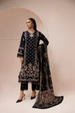 Zellbury Embroidered Cotton 3 Piece Black Color WUC25E30212