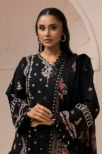 Zellbury Embroidered Cotton 3 Piece Black Color WUC25E30212