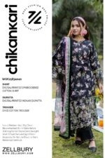 Zellbury Chikankari Embroidered Cotton 3 Piece in Black Color WUC25E34040