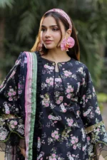 Zellbury Chikankari Embroidered Cotton 3 Piece in Black Color WUC25E34040