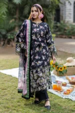 Zellbury Chikankari Embroidered Cotton 3 Piece in Black Color WUC25E34040