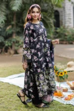 Zellbury Chikankari Embroidered Cotton 3 Piece in Black Color WUC25E34040