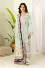 Zellbury Embroidered Lawn Shirt Shalwar Dupatta in Mint Green Color WUS26E30514