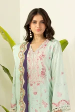 Zellbury Embroidered Lawn Shirt Shalwar Dupatta in Mint Green Color WUS26E30514