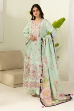 Zellbury Embroidered Lawn Shirt Shalwar Dupatta in Mint Green Color WUS26E30514