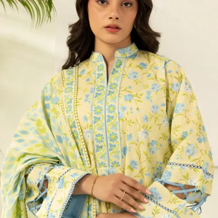 Zellbury Printed Lawn Shirt Dupatta Yellow Color WUS26X20401