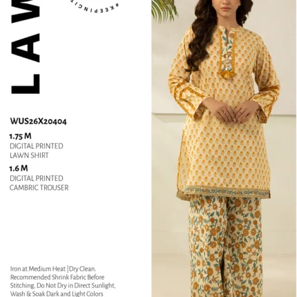 Zellbury Printed Lawn 2 Piece in Yellow Color WUS26X20404