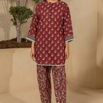 Zellbury Printed Lawn 2 Piece in Maroon Color WUS26X20523