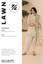 Zellbury Printed Lawn Shirt Dupatta Beige Color WUS26X20591