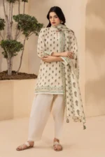 Zellbury Printed Lawn Shirt Dupatta Beige Color WUS26X20591
