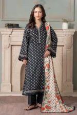 Zellbury Printed Lawn Shirt Dupatta Black Color WUS26X20731