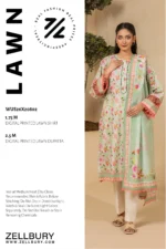 Zellbury Printed Lawn Shirt Dupatta Light Green Color WUS26X20802