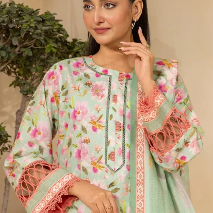 Zellbury Printed Lawn Shirt Dupatta Light Green Color WUS26X20802