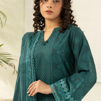 Zellbury Paste Print Lawn 3 Piece in Teal Green Color WUS26X30429