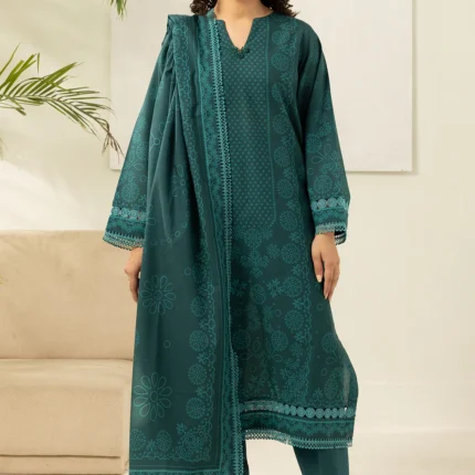 Zellbury Paste Print Lawn 3 Piece in Teal Green Color WUS26X30429