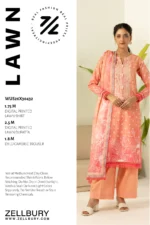 Zellbury Printed Lawn 3 Piece in Peach Color WUS26X30433