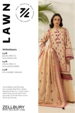 Zellbury Printed Lawn 3 Piece in Beige Color WUS26X30474