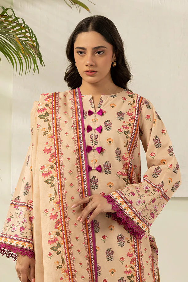 WUS26X30474_2_1 Zellbury Printed Lawn 3 Piece in Beige Color WUS26X30474