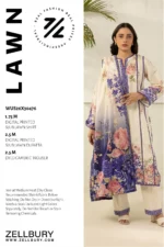 Zellbury Printed Lawn 3 Piece in Off White Color WUS26X30476