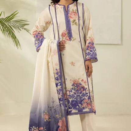 Zellbury Printed Lawn 3 Piece in Off White Color WUS26X30476