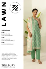 Zellbury Printed Lawn 3 Piece in Sage Green Color WUS26X30554