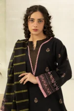 Zellbury Dobby Printed Lawn 3 Piece Black WUS26X30566