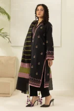 Zellbury Dobby Printed Lawn 3 Piece Black WUS26X30566