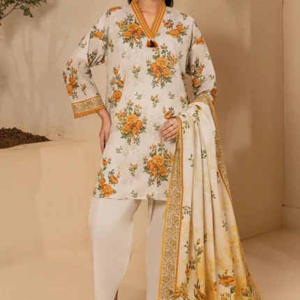 Zellbury Printed Lawn 3 Piece in Beige Color WUS26X30747