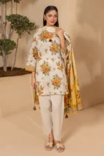 Zellbury Printed Lawn 3 Piece in Beige Color WUS26X30747